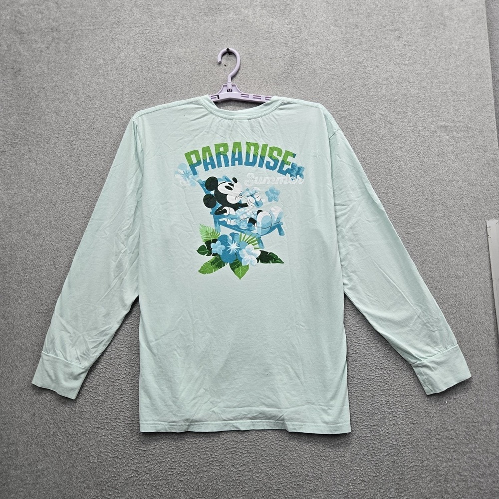Disney Parks Men Shirt US XXL Light Green Graphic Mickey Mouse Paradise Summer